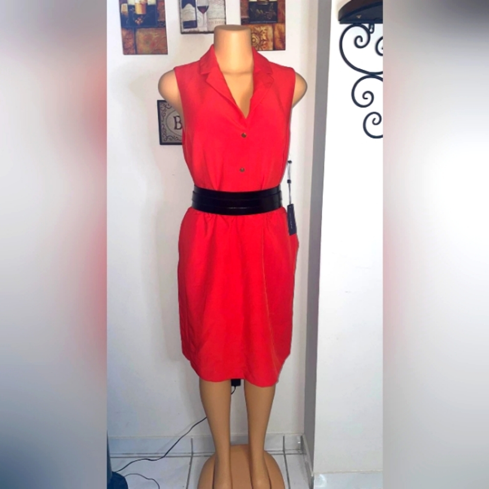 NWT TOMMY HILFIGER RED DRESS SLEEVELESS SIZE 12 belt no included - Picture 1 of 7